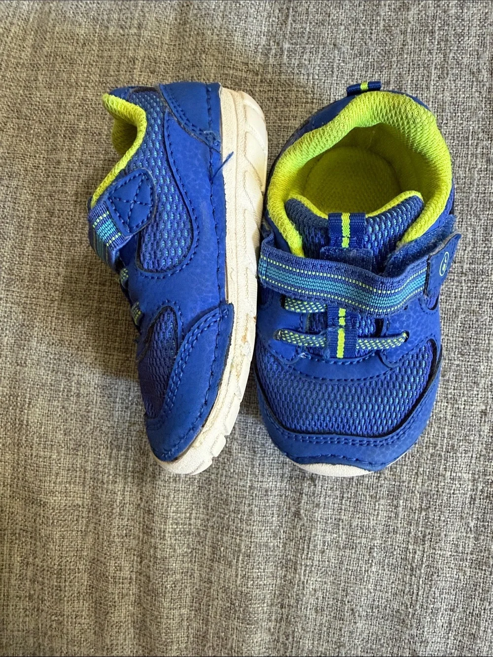 Stride Rite Blue and Neon Green Toddler Athletic Sneakers